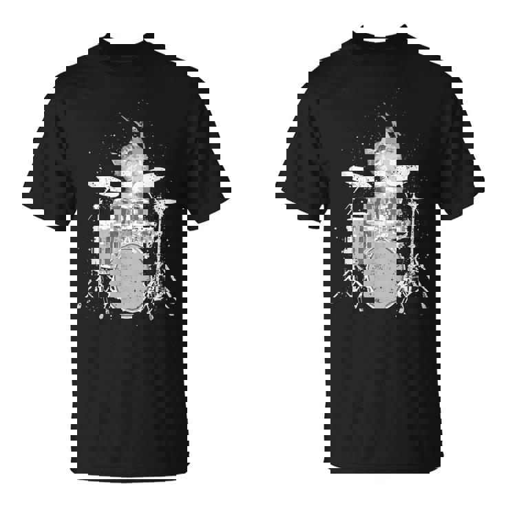 キュートで面白い猫のドラマー ドラムを弾くパンク ロックスター グラフィック Tシャツ