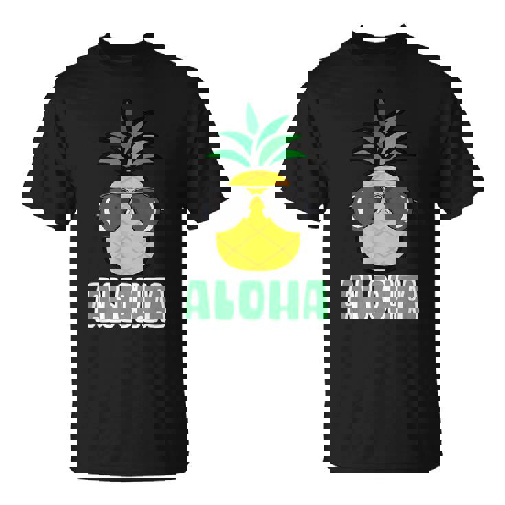 キュートなアロハパイナップルサングラス ハワイアンティキ Tシャツ
