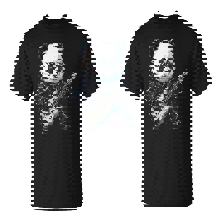 ギター ロック音楽を備えたヘビー ロック メタル パンダ Tシャツ