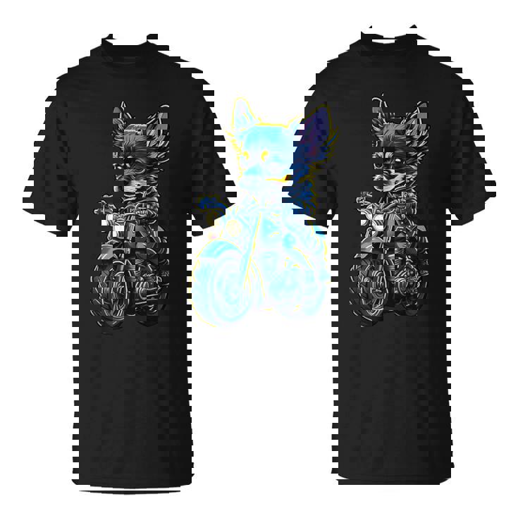 クリスマスにバイクを運転するかわいいチワワ。 Tシャツ