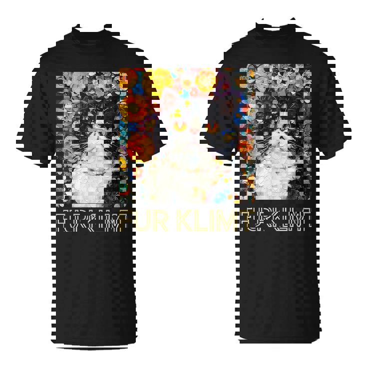 クリムト絵画の猫、猫好き、エキゾチックショートヘア、アーティスト Tシャツ