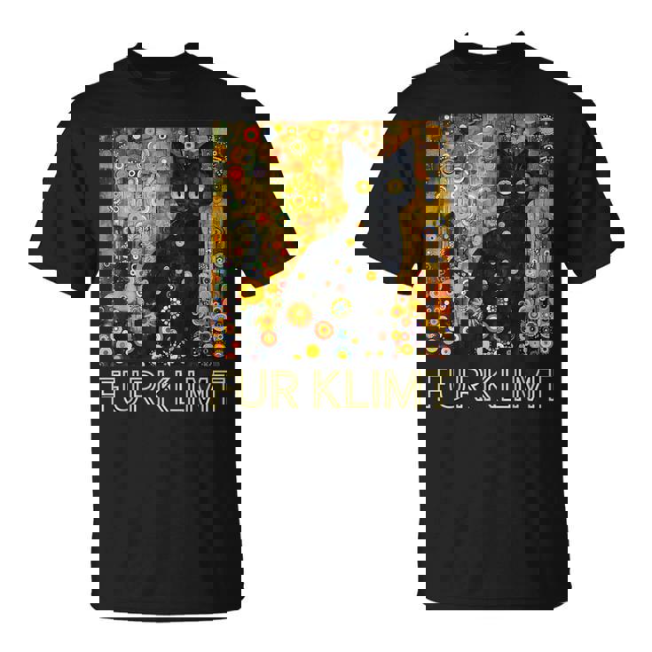 クリムト絵画の黒猫、猫好き、アーティスト美術学生 Tシャツ