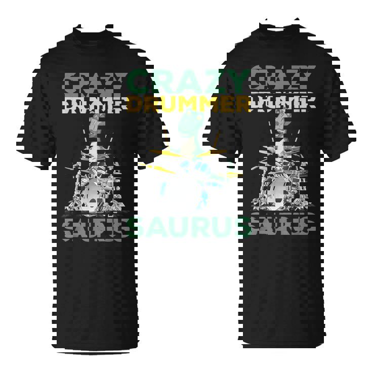 クレイジードラマー ザウルス ドラムプレーヤー ドラム 音楽プレーヤー 恐竜 Tシャツ