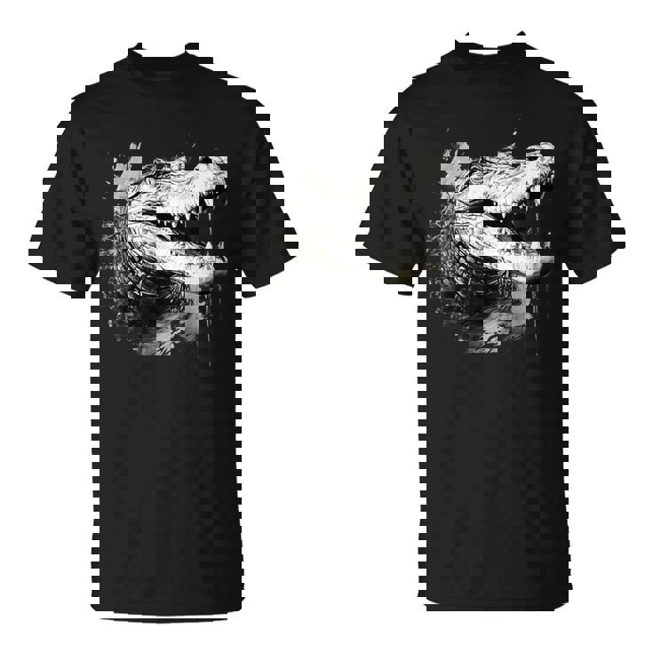 クロコダイル ワニの肖像画 爬虫類 カラフル アニマルプリント Tシャツ