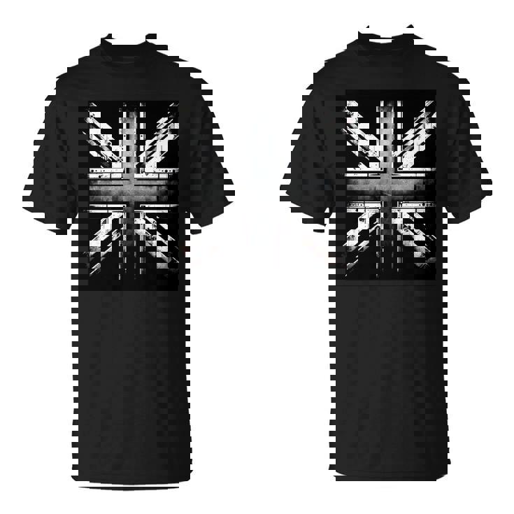 クールで素朴な風化ユニオンジャック モノクロ 長袖tシャツ Tシャツ