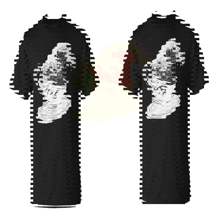 グレートウェーブ カフェラテ コーヒー カフェイン 神奈川 北斎 Tシャツ