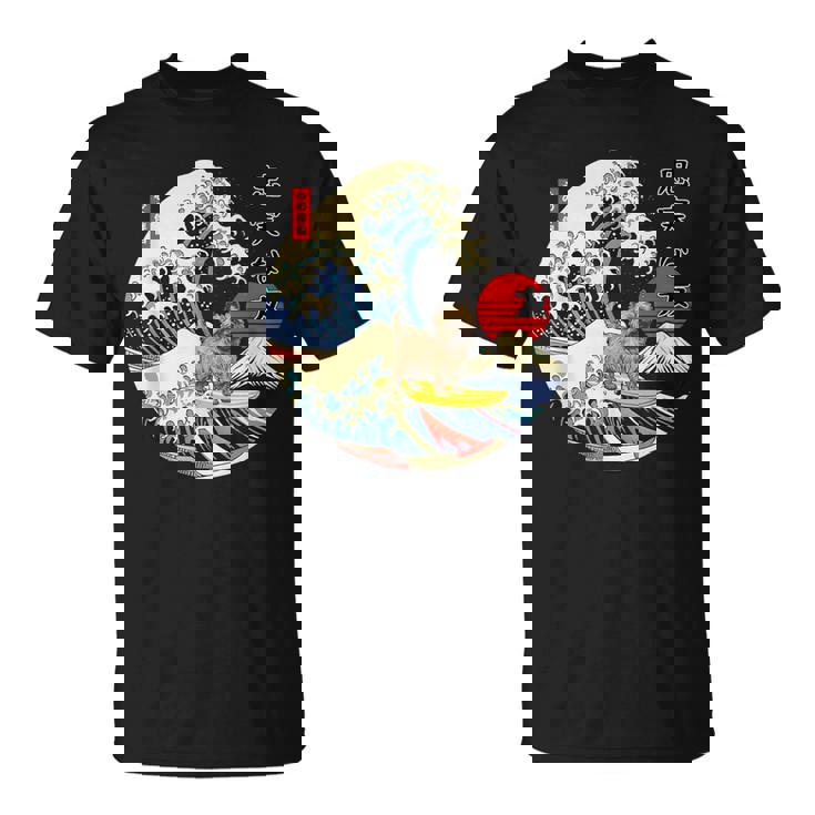 ケアンテリア 日本の神奈川波 サーフ 忠実な犬 Tシャツ