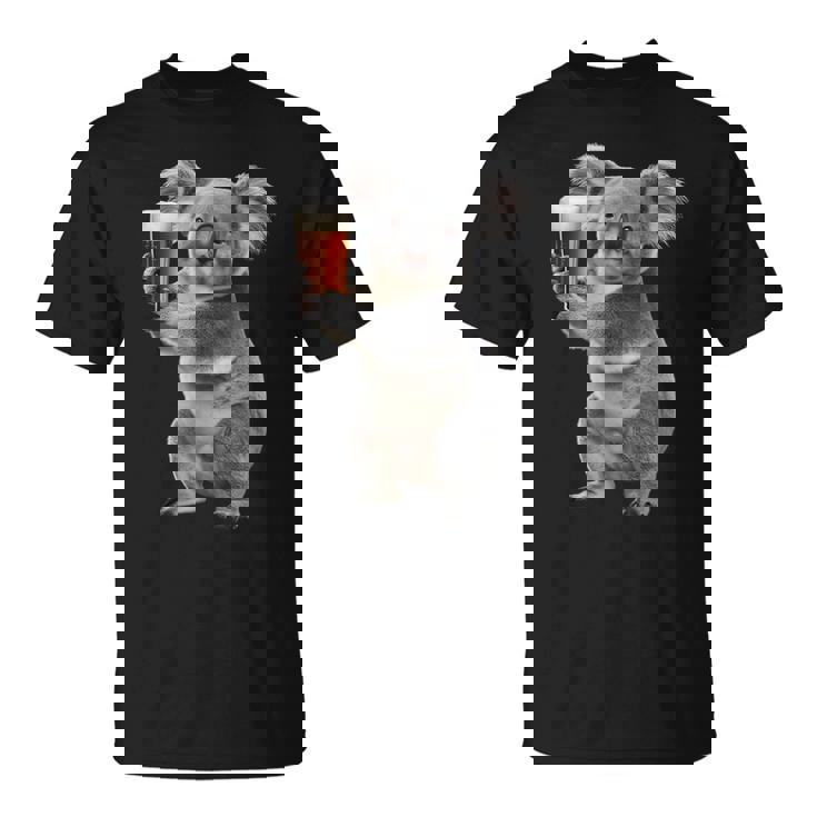 コアラ ビールを飲む リアル Tシャツ