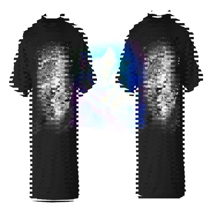 コズミックスペース オオカミ 家族 オオカミ 顔 Tシャツ