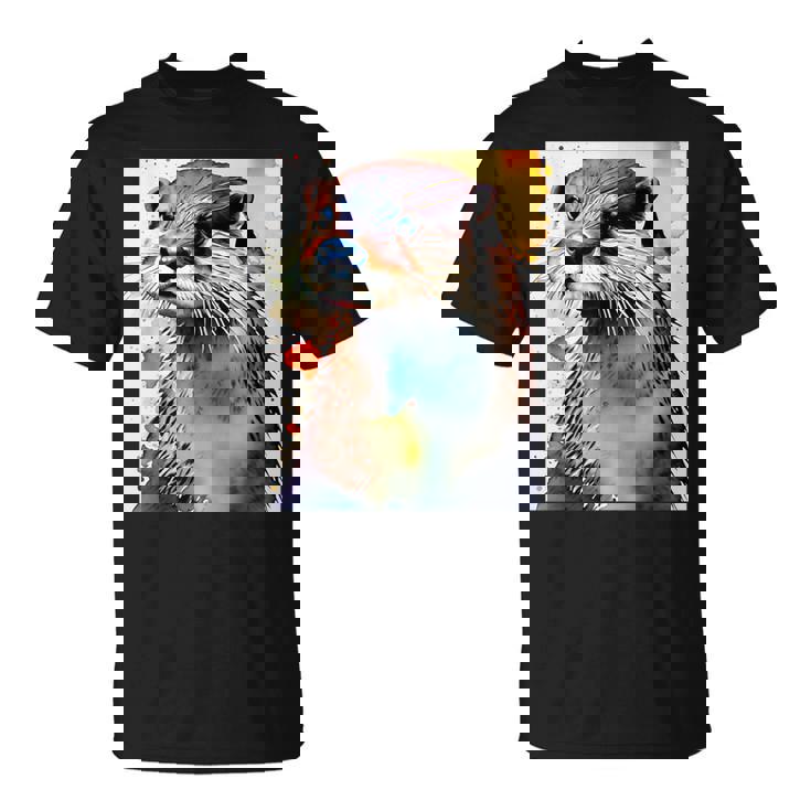 コツメカワウソ【どうぶつフレンズ】水彩画 動物 かわいい おしゃれ イラスト Tシャツ