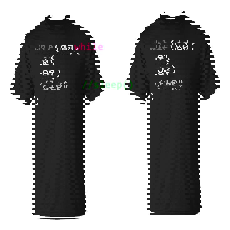 コンピュータサイエンスのpythonプログラマはコードの睡眠を食べます Tシャツ