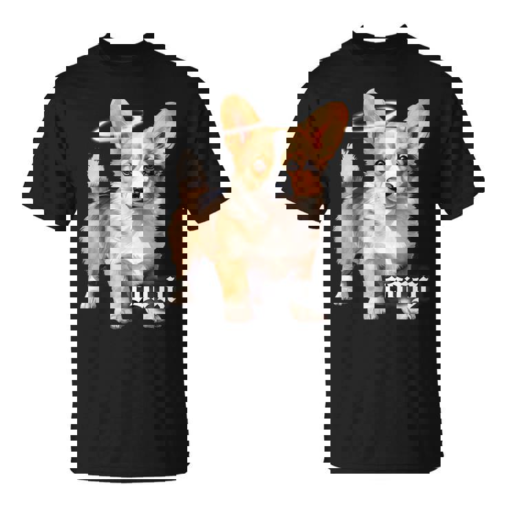 コーギー 天使 子犬 水彩 Tシャツ