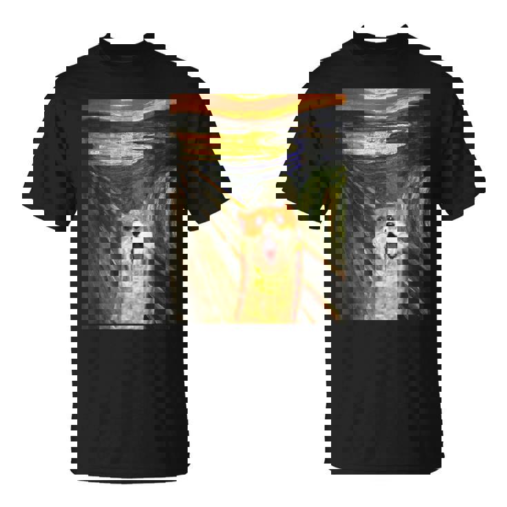 コーギー 面白いtシャツ 犬 ムンクの叫び かわいい メンズ 子供 おもしろ 服 ネタ わんこ Tシャツ