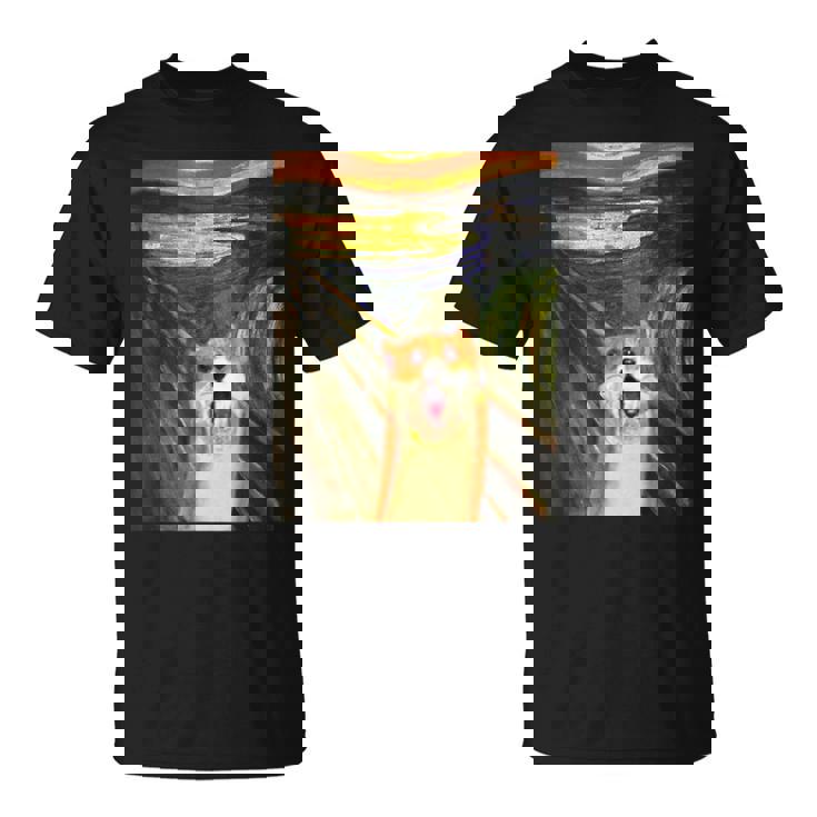 コーギー 面白いtシャツ 犬 ムンクの叫び かわいい メンズ 子供 おもしろ 服 グッズ ネタ わんこ Tシャツ