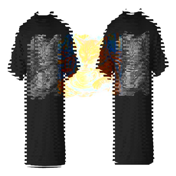 ゴッホ 猫 絵画 面白い 芸術的 猫 コーヒー愛好家 Tシャツ