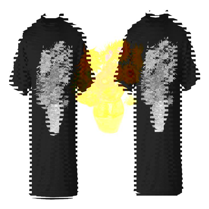 ゴッホのひまわりの現代美術の絵画 Tシャツ