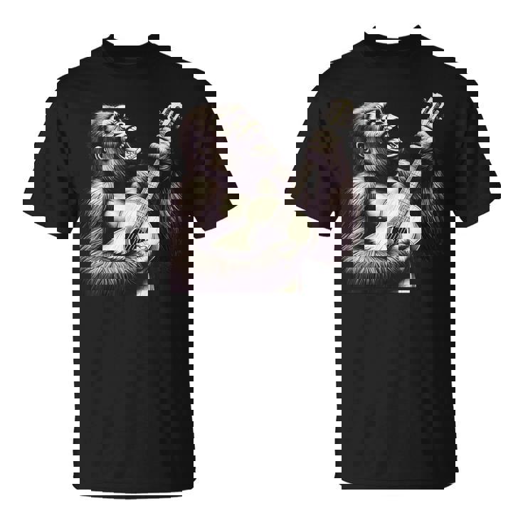 ゴリラ 演奏 ギター 面白い ロック 音楽 ギター ゴリラ Tシャツ
