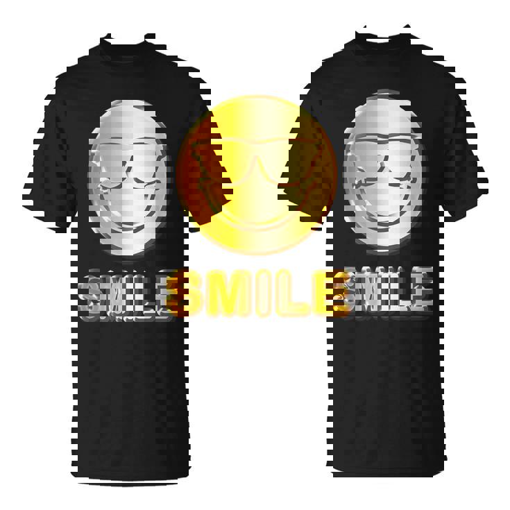 ゴールデン スマイル（フェイク ゴールド風）スマイリー フェイス ニコニコ 笑顔 サングラス 面白い 色 Tシャツ