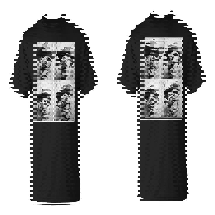 ゴールデンレトリバー カウボーイハット フォトブース セルフィー おもしろ犬 Tシャツ