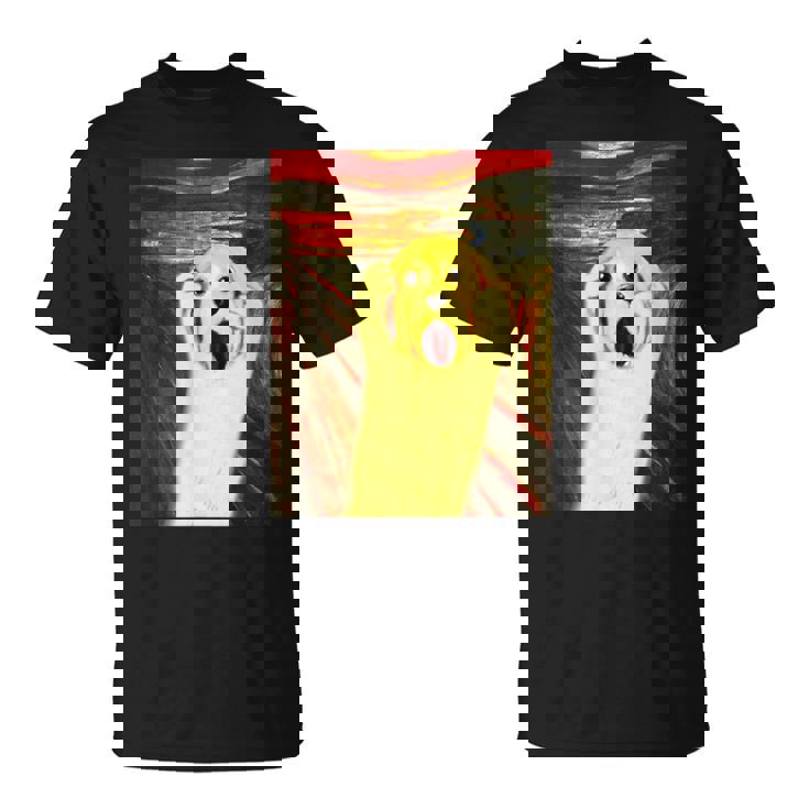 ゴールデンレトリバー 面白いtシャツ 犬 ムンクの叫び かわいい メンズ 子供 おもしろ 服 グッズ ネタ Tシャツ