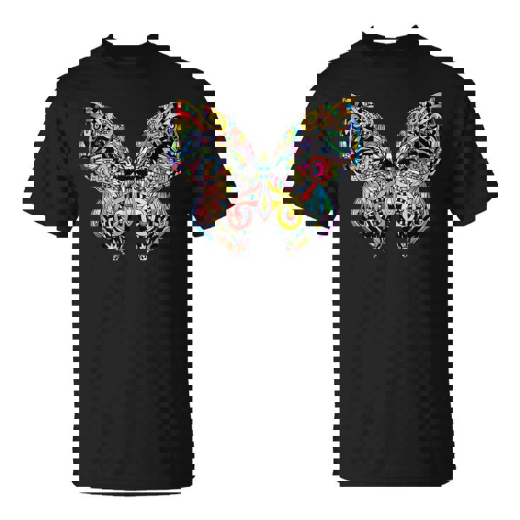 サイケデリック 蝶 神聖な曼荼羅デザイン チャクラ ラブアート Tシャツ