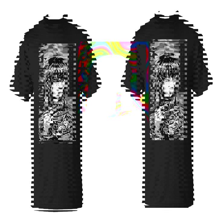 サイケデリック・ラーメン・アニメ・ガール マンガ・インスタント・ヌードル・ガール Tシャツ