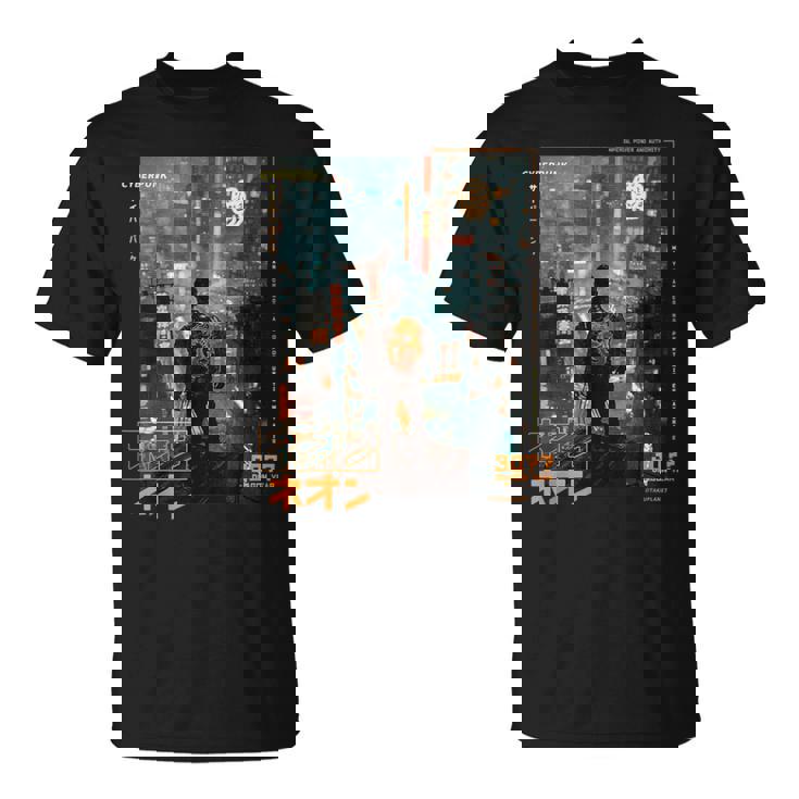 サイバーパンク の 都会 の 日本の ヴェイパーウェーブ の レトロ フューチャー Tシャツ