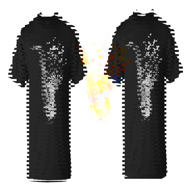サクソフォニスト コロラド 蝶 音符 ジャズサックス Tシャツ