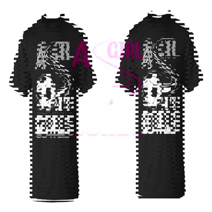 サッカーでゴールを決めた少女 Tシャツ