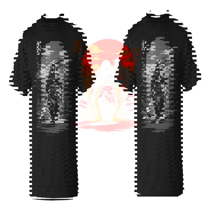 サムライビッグフット 日本のヴィンテージデザイン 面白い浮世絵アート Tシャツ