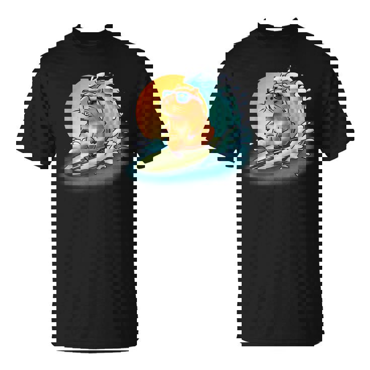 サングラスでサーフィンカピバラ Tシャツ