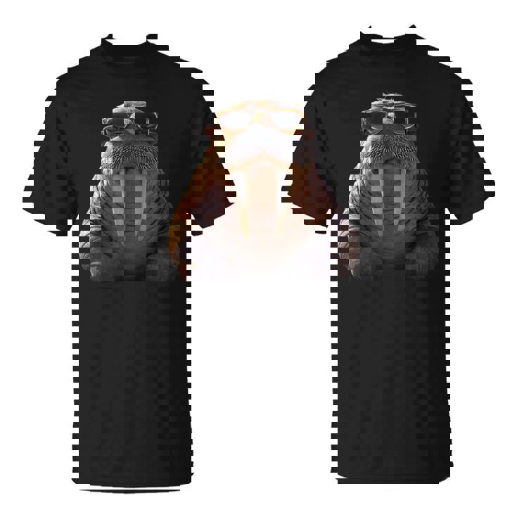 サングラスの牙を持つセイウチ アザラシ セイウチ Tシャツ