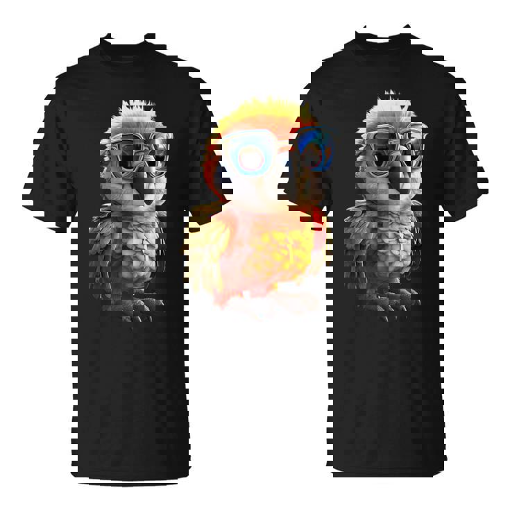 サングラスをかけたインコ コンゴウインコ オカメインコ かわいいインコ Tシャツ