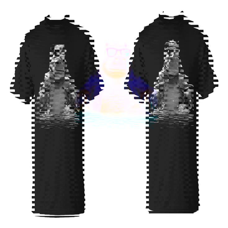 サングラスをかけたカバ カバ かわいいカバ Tシャツ