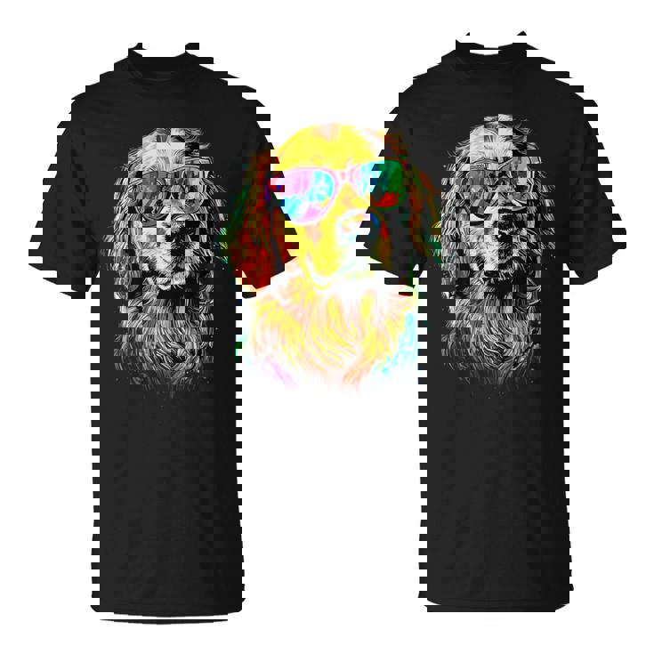 サングラスをかけたゴールデン・レトリーバー 犬が大好き Tシャツ