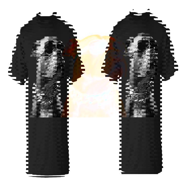 サングラスをかけたピットブル アメリカン・ピット・ブル・テリア Tシャツ