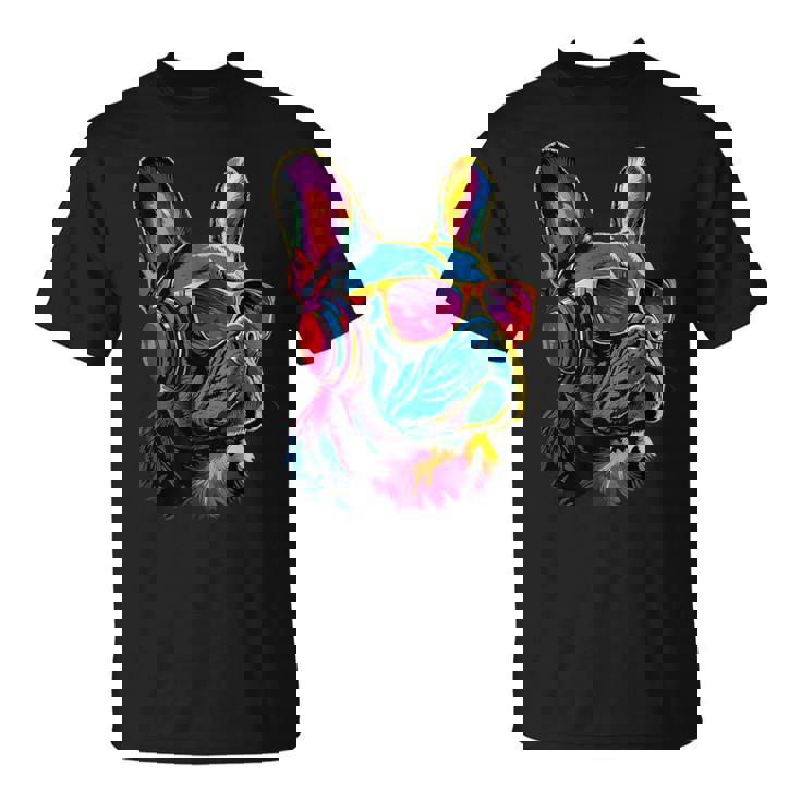 サングラスをかけたフレンチ・ブルドッグ ブルドッグ・マスティフ Tシャツ