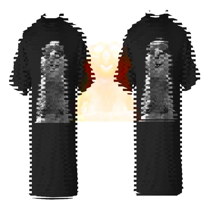 サングラスをかけたマーモット 齧歯類 地リス マーモット Tシャツ