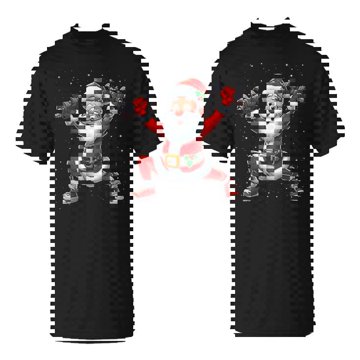 サンタ ウエイトリフティング ジム トレーニング クリスマス フィットネス Tシャツ