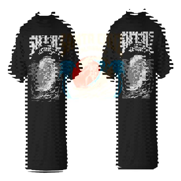 サンタクルーズ カリフォルニア サーフィン スケルトンデザイン サーファー向け Tシャツ