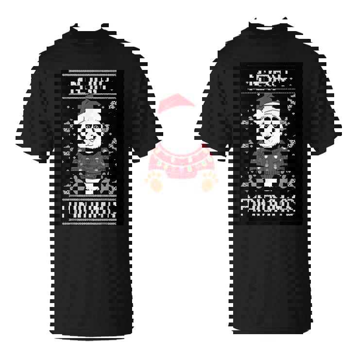 サンタ帽子付きパンダ 醜いクリスマス X-Mas Tシャツ