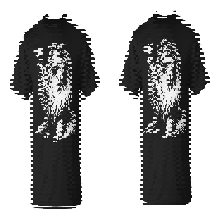 シェットランド・シープドッグ お座り犬 ハート シェルティ グラフィック デザイン Tシャツ