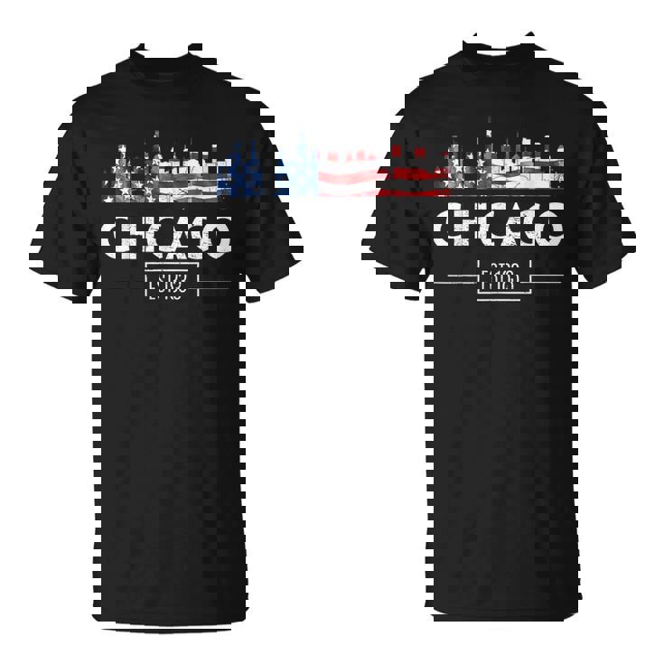 シカゴ 7月4日 アメリカ国旗 愛国的お土産 Tシャツ