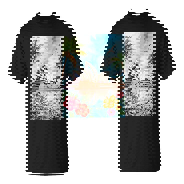 シドニーオペラハウスと南国の自然 Tシャツ