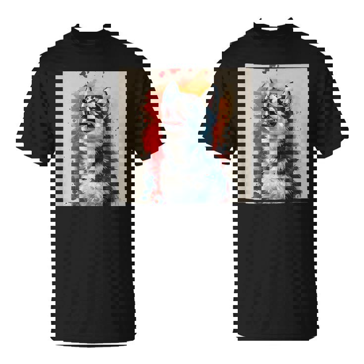 シベリアンハスキー子犬の笑いグラフィック。 Tシャツ