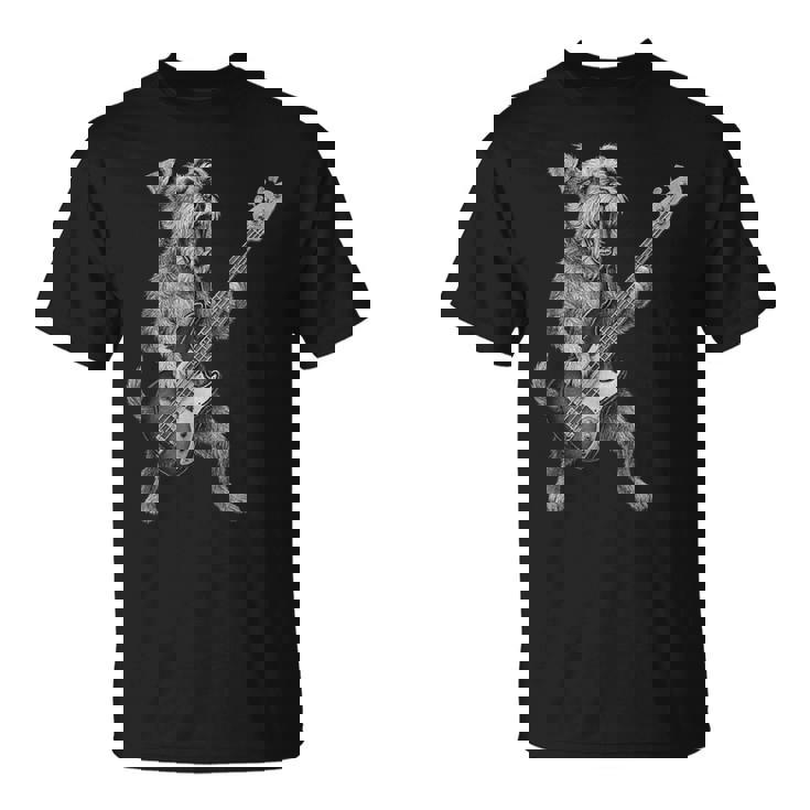 シュナウザー 演奏 ベース ギター ロックミュージック 犬好き Tシャツ
