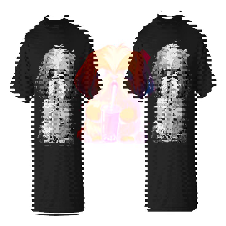 シーズー ボバティー バブルティー アニメ カワイイ 犬 Tシャツ