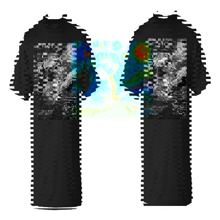 シーズー 面白いtシャツ 犬 ゴッホ 星月夜 かわいい メンズ 子供 おもしろ 服 グッズ ネタ Tシャツ