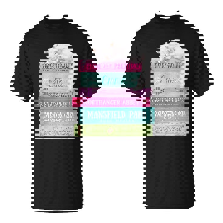 ジェーンオースティン 本 スタック おもしろ文学 Tシャツ