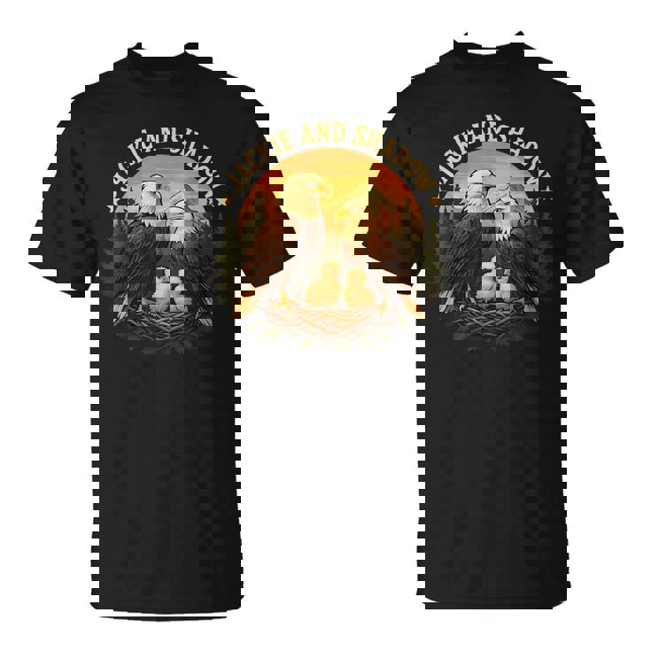 ジャッキーとシャドウ ハクトウワシビンテージ野生動物 自然 Tシャツ